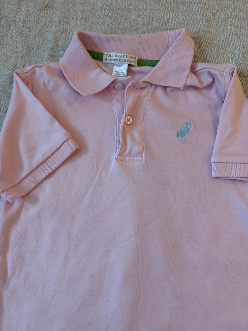 The Beaufort Bonnet Company Light Pink Polo with Blue Embroidered Dodo